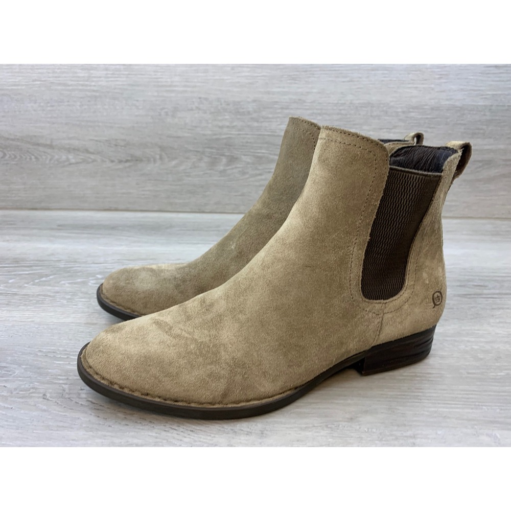 Born Suede Chelsea Boots Taupe Ankle Booties Women's 9.5 Comfort Shoes - Picture 3 of 12